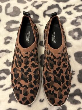Rockport Women's Slip-On Leopard Knit Sneakers - Brown/Black
